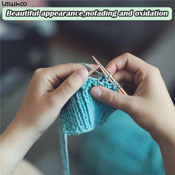 Lewhoo Circular Knitting Needles Set, 13 Pairs Interchangeable Aluminum Round - Picture 6 of 7